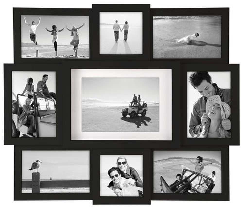 Malden Array Black Plastic 9 Opening Puzzle Collage Picture Frame Malden Array Black Plastic 9 Opening Puzzle Collage Picture Frame